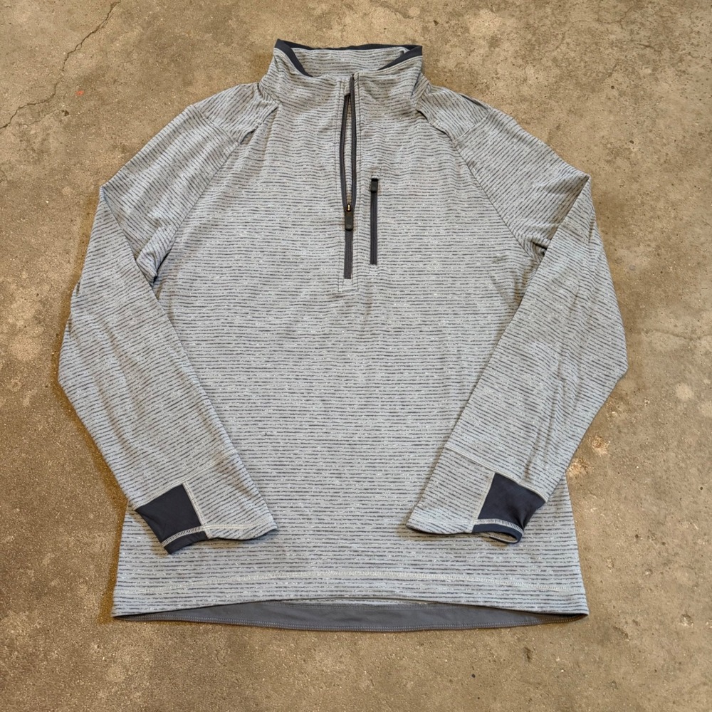 Lululemon 1/4 Zip Pullover Mens Large Gray Striped Activewear Top